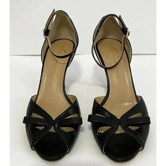 Giuseppe Zanotti High Heels Womens Size 39 8-8.5 Black Ankle Strap Open Toe Bow - Picture 1 of 8